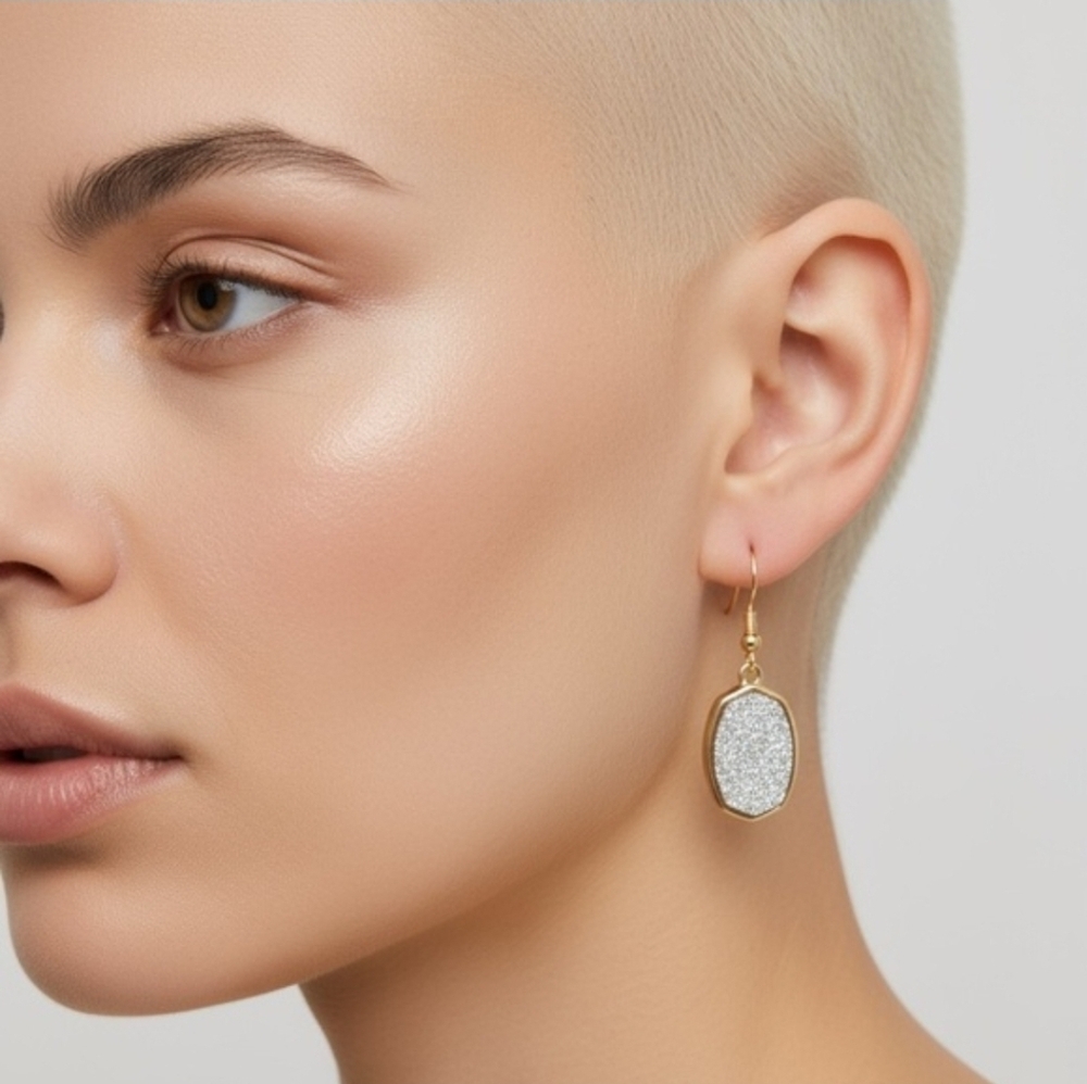 Jasmine Lane Jewelry Dangle Earrings Gold Tone Faux Natural Stone J1-3371 - Picture 2 of 5
